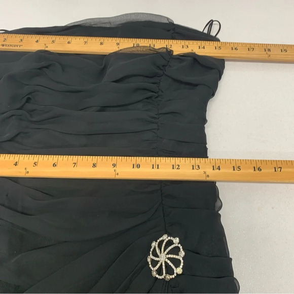 Vtg  80s Morton Myles Evening Gown 6 Chiffon‎ Ruched Slit Formal Feminine Sexy - Picture 10 of 11